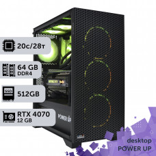 Робоча станція PowerUp Desktop #320 Core i7 14700K/64GB/HDD 1TB/SSD 512GB/GeForce RTX 4070 12GB