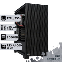 Двопроцесорна робоча станція PowerUp #385 AMD EPYC 7702 x2/256 GB/SSD 2TB/NVIDIA Quadro RTX A4000 16GB