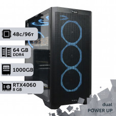 Двопроцесорна робоча станція PowerUp #493 Xeon Platinum 8259 x2/64 GB/HDD 2 TB/SSD 1TB/GeForce RTX 4060 8GB