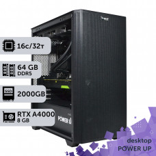 Робоча станція PowerUp Desktop #503 Ryzen 9 9900x/64 GB/SSD 2TB/NVIDIA Quadro RTX A4000 16GB