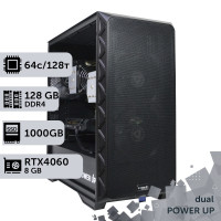 Двопроцесорна робоча станція PowerUp #372 AMD EPYC 7551 x2/128 GB/HDD 2 TB/SSD 1TB/GeForce RTX 4060 8GB