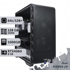 Двопроцесорна робоча станція PowerUp #372 AMD EPYC 7551 x2/128 GB/HDD 2 TB/SSD 1TB/GeForce RTX 4060 8GB
