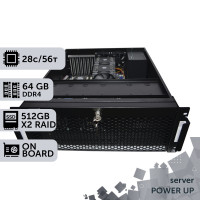 Сервер двопроцесорний TOWER PowerUp #77 Xeon E5 2680 v4 x2/64 GB/SSD 512GB х2 Raid/Int Video