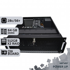Сервер двопроцесорний TOWER PowerUp #77 Xeon E5 2680 v4 x2/64 GB/SSD 512GB х2 Raid/Int Video