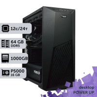 Робоча станція PowerUp Desktop #491 Ryzen 9 9900x/64 GB/HDD 4 TB/SSD 1TB/NVIDIA Quadro P5000 16GB