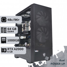 Двопроцесорна робоча станція PowerUp #504 Xeon Gold 6336Y x2/64 GB/SSD 1TB/NVIDIA Quadro RTX A2000 6GB