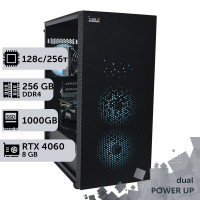 Двопроцесорна робоча станція PowerUp #383 AMD EPYC 7702 x2/256 GB/SSD 1TB/GeForce RTX 4060 8GB