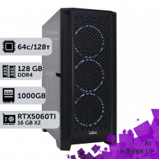 AI Workstation PowerUp #49 AMD EPYC 7B13/128 GB/SSD 1TB/GeForce RTX 5060Ti 16GB x2