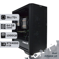 Двопроцесорна робоча станція PowerUp #498 Xeon Gold 6354 x2/64 GB/SSD 1TB/NVIDIA Quadro RTX4000 8GB