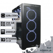 Двопроцесорна робоча станція PowerUp #484 AMD EPYC 7763 x2/256 GB/SSD 2TB/NVIDIA Quadro RTX5000 16GB