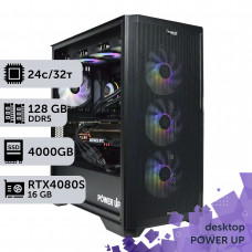 Робоча станція PowerUp Desktop #396 Core i9 14900K/128 GB/SSD 4TB/GeForce RTX 4080 Super 16GB