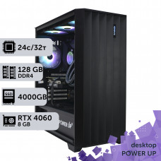 Робоча станція PowerUp Desktop #299 Core i9 14900K/128 GB/SSD 4TB/GeForce RTX 4060 8GB