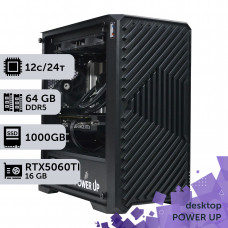 Робоча станція PowerUp Desktop #731 Ryzen 9 7900x/64 GB/SSD 1TB/GeForce RTX 5060Ti 16GB