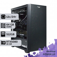 Робоча станція PowerUp Desktop #568 Ryzen 9 7900x/64 GB/SSD 512GB/GeForce RTX 5080 16GB