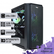 Робоча станція PowerUp Desktop #611 Core i7 14700K/128 GB/SSD 2TB/GeForce RTX 5070Ti 16GB