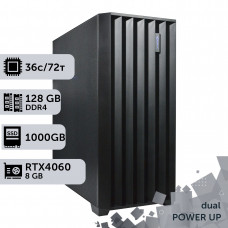 Двопроцесорна робоча станція PowerUp #485 Xeon Gold 6154 x2/128 GB/SSD 1TB/GeForce RTX 4060 8GB