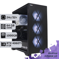 Робоча станція PowerUp Desktop #383 Core i9 14900K/64 GB/SSD 1TB/GeForce RTX 4060Ti 8GB