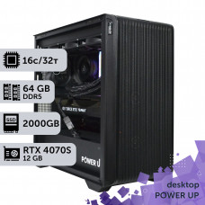 Робоча станція PowerUp Desktop #484 Ryzen 9 9950x/64 GB/HDD 4 TB/SSD 2TB/GeForce RTX 4070 Super 12GB