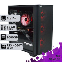 Ігровий комп'ютер GamePC TOP #385 Ryzen 7 8700F/32 GB/HDD 2 TB/SSD 1TB/GeForce RTX 4060Ti 16GB