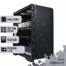 Двопроцесорна робоча станція PowerUp #459 Xeon E5 2690 v3 x2/32 GB/SSD 512GB/NVIDIA Quadro P2000 5GB