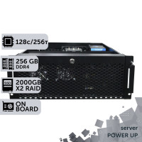 Сервер двопроцесорний TOWER PowerUp #84 AMD EPYC 7702 x2/256 GB/SSD 2TB х2 Raid/Int Video