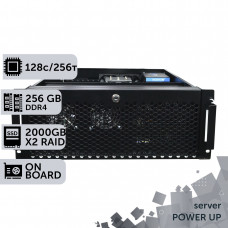 Сервер двопроцесорний TOWER PowerUp #84 AMD EPYC 7702 x2/256 GB/SSD 2TB х2 Raid/Int Video