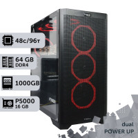 Двопроцесорна робоча станція PowerUp #491 Xeon Platinum 8259 x2/64 GB/SSD 1TB/NVIDIA Quadro P5000 16GB