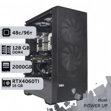 Двопроцесорна робоча станція PowerUp #502 Xeon Gold 6336Y x2/128 GB/SSD 2TB/GeForce RTX 4060Ti 16GB