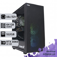 Робоча станція PowerUp Desktop #132 Ryzen 9 5950x/64 GB/HDD 1 TB/SSD 512GB/GeForce RTX 3060 12GB