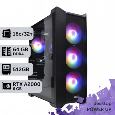 Робоча станція PowerUp Desktop #131 Ryzen 9 5950x/64 GB/SSD 512GB/NVIDIA Quadro RTX A2000 6GB