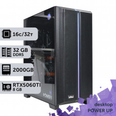 Робоча станція PowerUp Desktop #735 Ryzen 9 7950x/32 GB/SSD 2TB/GeForce RTX 5060Ti 8GB