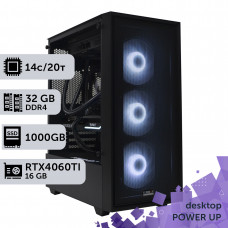 Робоча станція PowerUp Desktop #304 Core i5 14600K/32 GB/SSD 1TB/GeForce RTX 4060Ti 16GB