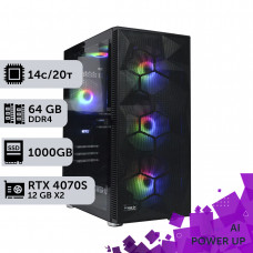 AI Workstation PowerUp #16 Core i5 14500/64 GB/SSD 1TB/GeForce RTX 4070 Super 12GB x2
