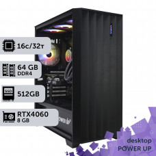 Робоча станція PowerUp Desktop #262 Ryzen 9 5950x/64 GB/HDD 1 TB/SSD 512GB/GeForce RTX 4060 8GB
