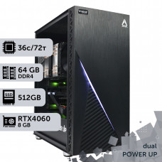 Двопроцесорна робоча станція PowerUp #363 Xeon E5 2699 v3 x2/64 GB/HDD 1 TB/SSD 512GB/GeForce RTX 4060 8GB
