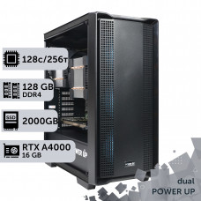 Двопроцесорна робоча станція PowerUp #389 AMD EPYC 7763 x2/256 GB/SSD 2TB/NVIDIA Quadro RTX A4000 16GB