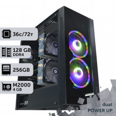Двопроцесорна робоча станція PowerUp #190 Xeon E5 2699 v3 x2/128 GB/HDD 2 TB/SSD 256GB/NVIDIA Quadro M2000 4GB
