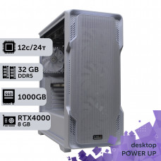 Робоча станція PowerUp Desktop #494 Ryzen 9 9900x/32 GB/SSD 1TB/NVIDIA Quadro RTX4000 8GB