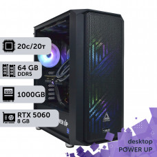 Робоча станція PowerUp Desktop #746 Core Ultra 7 265KF/64 GB/SSD 1TB/GeForce RTX 5060 8GB