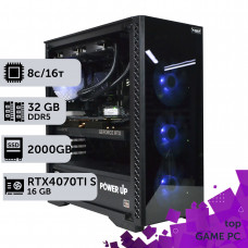 Ігровий комп'ютер GamePC TOP #397 Ryzen 7 7800 X3D/32 GB/SSD 2TB/GeForce RTX 4070Ti Super 16GB