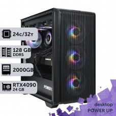 Робоча станція PowerUp Desktop #373 Core i9 14900K/128 GB/SSD 2TB/GeForce RTX 4090 24GB