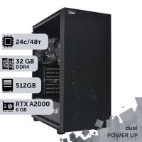 Двопроцесорна робоча станція PowerUp #283 Xeon E5 2690 v3 x2/32 GB/HDD 1 TB/SSD 512GB/NVIDIA Quadro RTX A2000 6GB