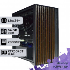 Робоча станція PowerUp Desktop #644 Ryzen 9 9900x/64 GB/SSD 2TB/GeForce RTX 5070Ti 16GB