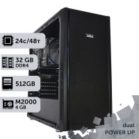 Двопроцесорна робоча станція PowerUp #206 Xeon E5 2690 v3 x2/32 GB/SSD 512GB/NVIDIA Quadro M2000 4GB