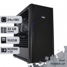 Двопроцесорна робоча станція PowerUp #206 Xeon E5 2690 v3 x2/32 GB/SSD 512GB/NVIDIA Quadro M2000 4GB