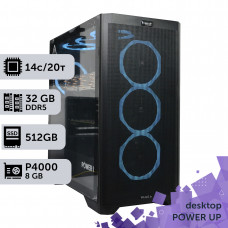Робоча станція PowerUp Desktop #459 Core i5 14600K/32 GB/SSD 512GB/NVIDIA Quadro P4000 8GB