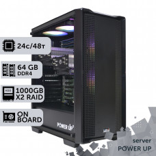 Сервер двопроцесорний TOWER PowerUp #30 Xeon E5 2690 v3 x2/64 GB/HDD 1 TB х2 Raid/Int Video