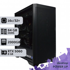 Робоча станція PowerUp Desktop #741 Ryzen 9 7950x/64 GB/SSD 2TB/GeForce RTX 5060 8GB