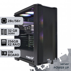 Сервер двопроцесорний TOWER PowerUp #42 Xeon E5 2680 v4 x2/32 GB/SSD 256GB х2 Raid/Int Video