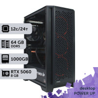 Робоча станція PowerUp Desktop #740 Ryzen 9 7900x/64 GB/SSD 1TB/GeForce RTX 5060 8GB